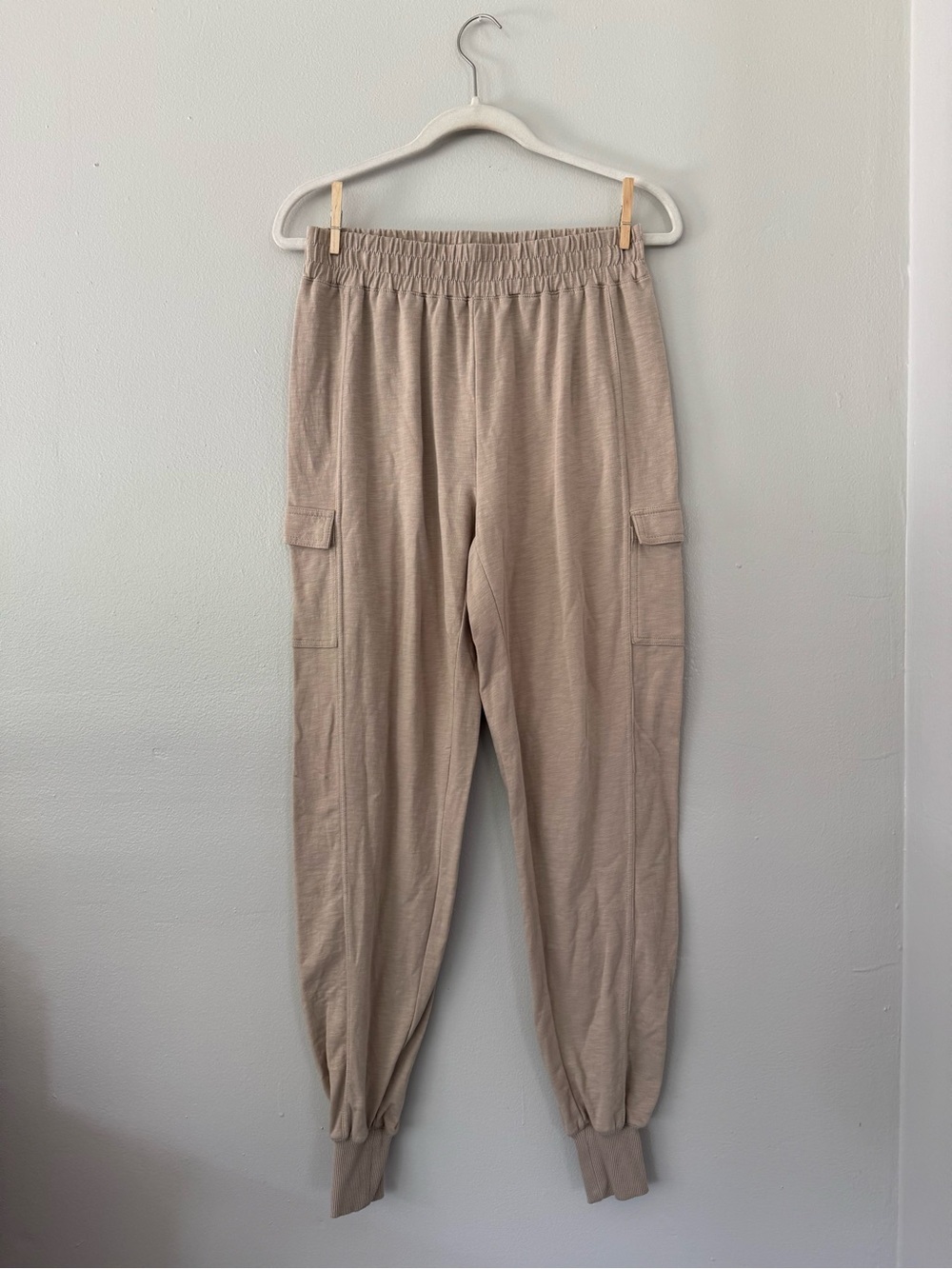 Ruby Ribbon Cargo Joggers in Beige
